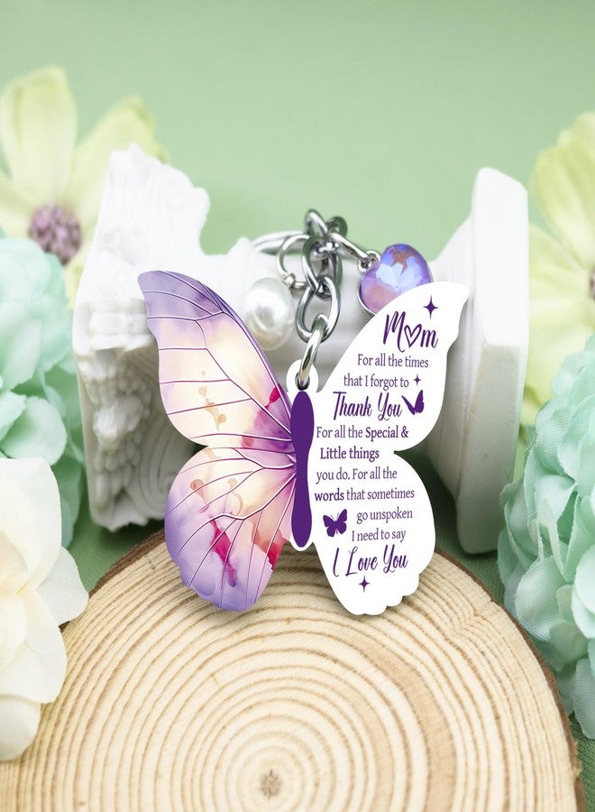 igvean Mothers Day Gifts for Moms Mom Gift from Daughter Son Purple Butterfly Gifts for Moms Best Mom Ever Gift Butterfly Keychain Unique Christmas Birthday Present for Mother I Love You Mama Key Ring - Image 4
